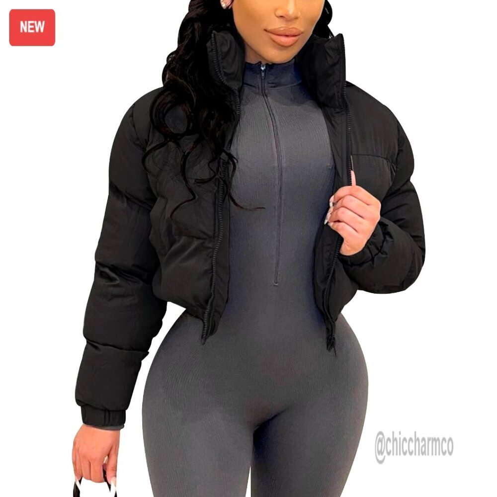 Cropped Puffer Jacket Quilted Lightweight Winter Coat Chic Minimal Style